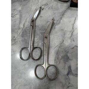 Military Bandage Scissors U.S.G. Issued Stainless Set Of 2 Circa 1980's